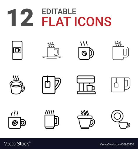 12 Caffeine Icons Royalty Free Vector Image VectorStock