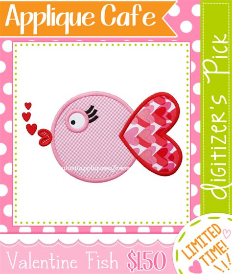 Valentine Fish Applique Design | Applique, Applique ...