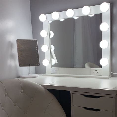 Check out this epic diy makeup vanity with this epic mirror shining like heavens. WHITE 32 X 28 Hollywood Style Lighted Vanity Makeup Mirror | Etsy in 2021 | Diy vanity mirror ...