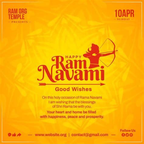 Happy Ram Navami Wishes Post Template Postermywall