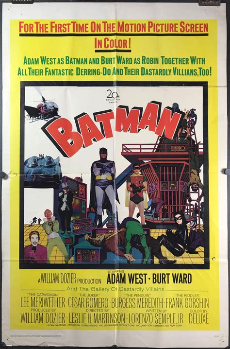 Batman Original Adam West Dc Comics Vintage Movie Poster Original