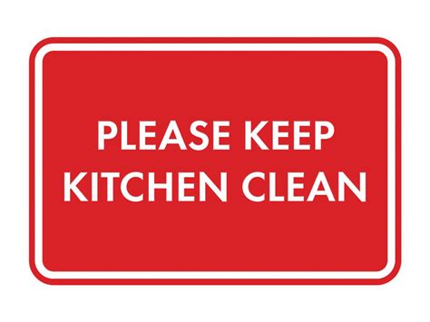 Classic Framed Please Keep Kitchen Clean Sign Red Small