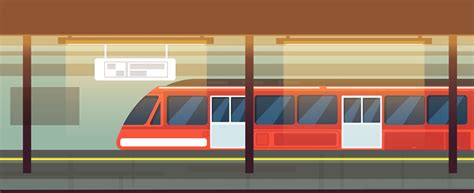 Empty Subway Station Interior With Metro Train Vector Illustration By