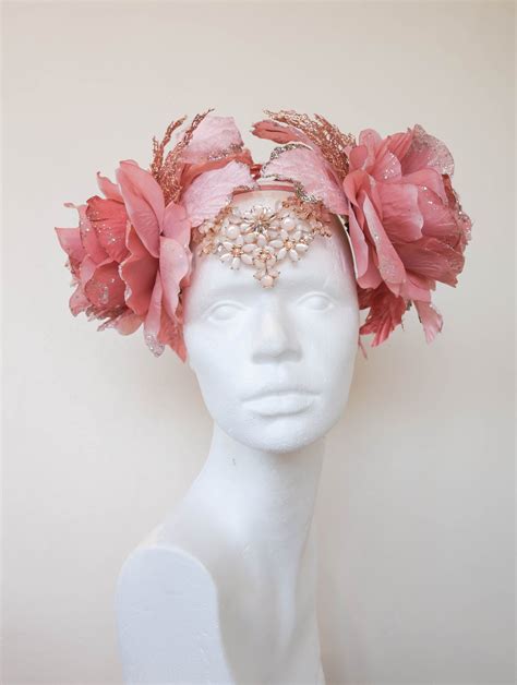 romantic-pink-flower-crown-halloween-fairy-headdress-art-etsy-flower-costume,-headdress-art