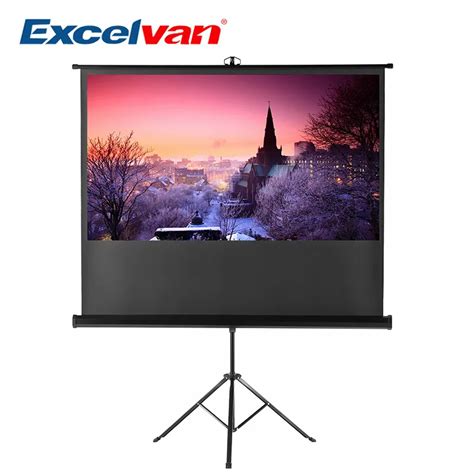 excelvan 100 diagonal 16 9 1 1 gain portable pull up bracket projector screen for hd movie