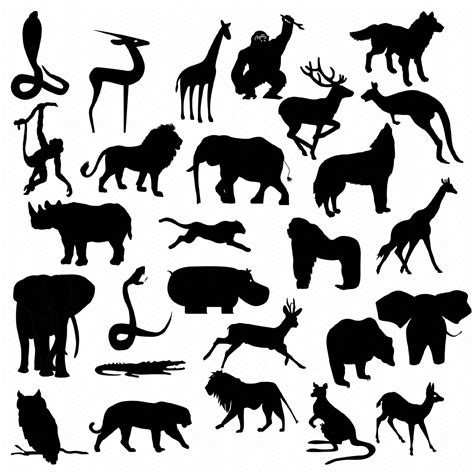 Safari Jungle Animal Silhouettes Clip Art Instant Download 27