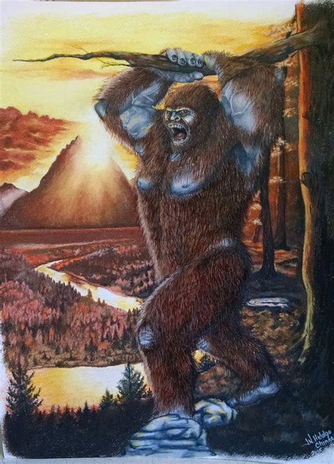 Sasquatch Drawing Titled Over His Domain Etsy