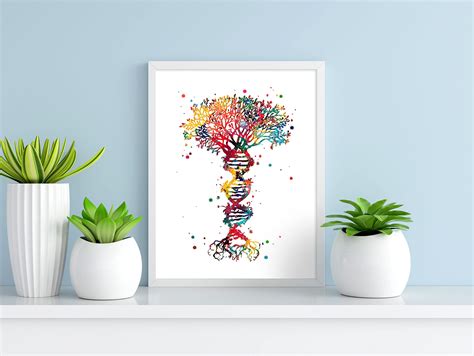 Buy Dna Tree Of Life Watercolor Art Print Medical Symbol Wall Art Dna