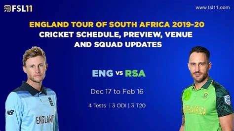 Follow sportskeeda for all the latest india vs england 2021 results, stats and match preview. England vs South Africa 2019-20 Match Details, Schedule ...