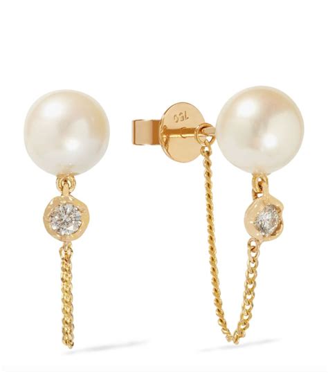 Annoushka Yellow Gold Diamond And Pearl Earrings Harrods UK