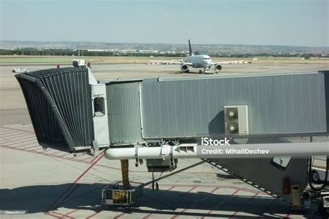 Passenger Boarding Bridge On Airport Aerobridge Jetbridge Jetway Stock