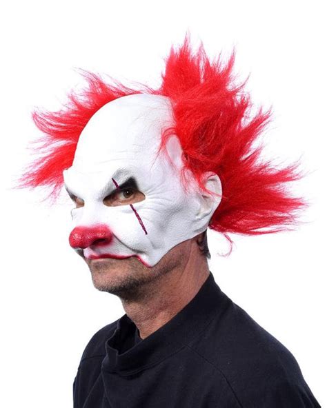 Creepy Clown Mask Carnival It Red Hair Red Nose White Face Etsy Uk