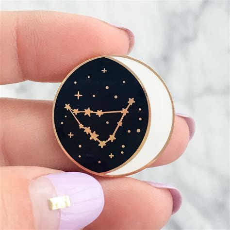 Gemini Zodiac Enamel Pin Constellation Star Sign Moon Star Etsy