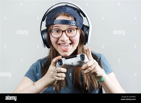 Girl Playing Video Games Stock Photo Alamy