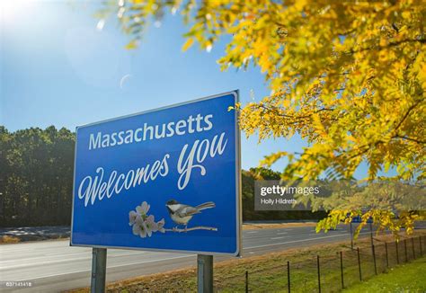 Massachusetts Welcome Sign High Res Stock Photo Getty Images