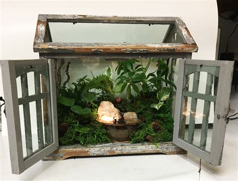 Wooden Terrarium With Matching Tranquility Tabletop Fountain Etsy