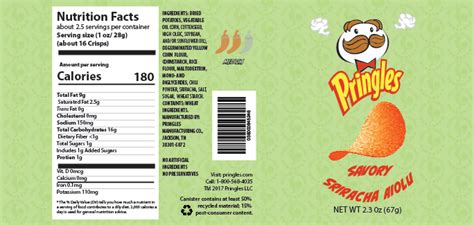 Pringles Nutrition Facts Label
