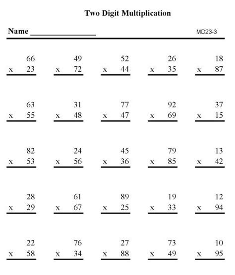 Double Digits Multiplication Worksheets