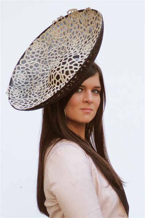 Couture Derby Hat Dutch Design Huge Saucer Hat In Gold Creme Etsy