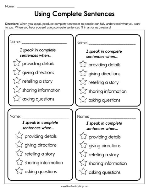 May Sheets Writing Complete Sentences Worksheets 9th Grade Science