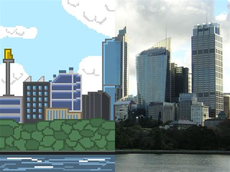 High Rise Buildings Collage Pixels Pixel Art Cityscape Building Hd