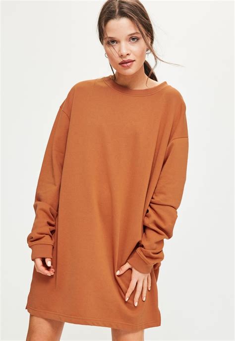 Missguided Orange Oversized Jumper Dress Sweater Dress Oversized Women Dress Online Orange