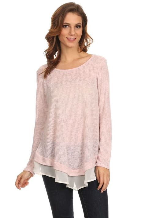 casual to dressy tunic tops long sleeve knit tops spring outfits women