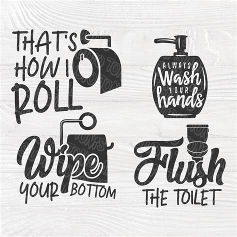 Bathroom Quotes SVG Bathroom Svg Bundle Restroom Sign Svg Etsy