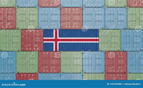 Cargo Container With Flag Of Iceland Icelandic Import Or Export