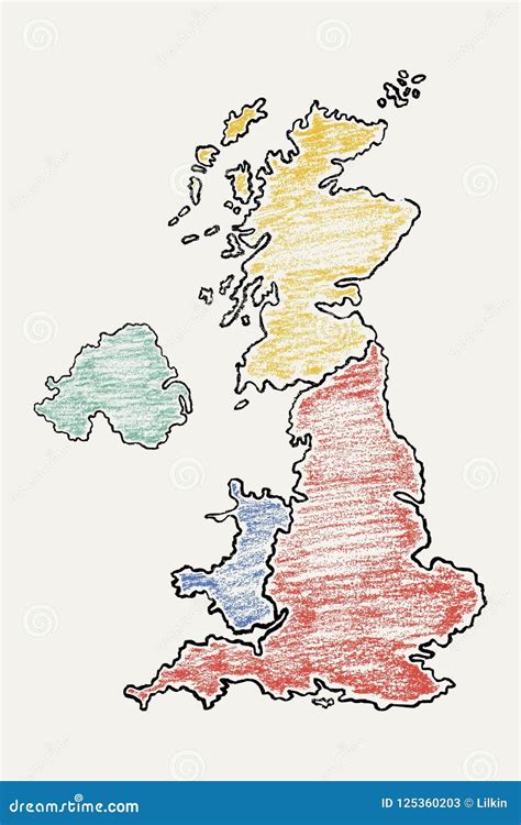 Mapa Dibujado Mano De Reino Unido Ilustraci N Del Vector Ilustraci N