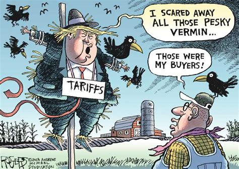 Political Cartoon On Tariffs Hit Us Farmers Hard By Rob Rogers At The