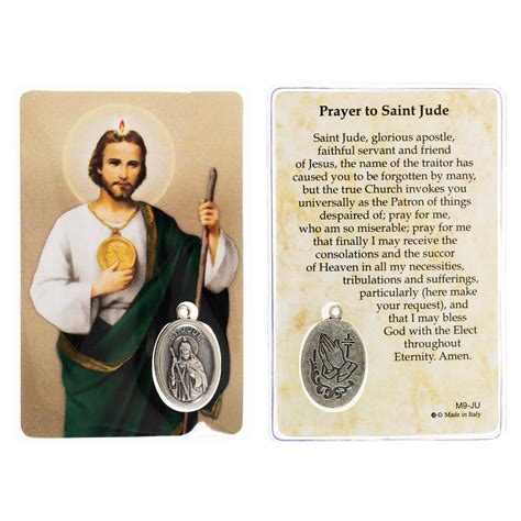 Laminated St Jude Prayer Card With Medal The Catholic Company