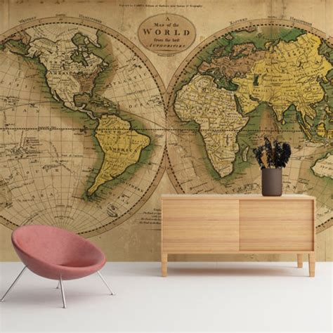 Mapa Mundo Vintage Mural De Parede Casadart Pt