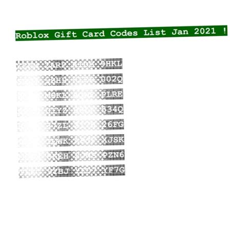 Roblox Unused Gift Card Codes List Jan In Roblox Gifts