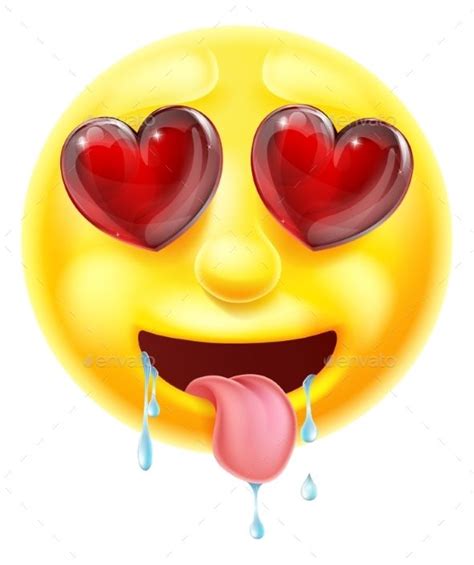 A Cartoon Emoji Emoticon Smiley Face Character In Love Or Lusting After Something With Hearts
