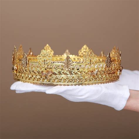 Gold Mens Leaves Crown King Crown Gold Crown Male Etsy Gold