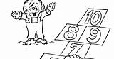 Hopscotch Playing Brother Coloring Activity sketch template