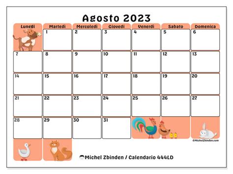 Calendario Agosto 2023 Da Stampare “772ld” Michel Zbinden Ch