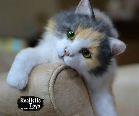 Сat Calico Realisticlife Size Replica Realistic Stuffed Etsy