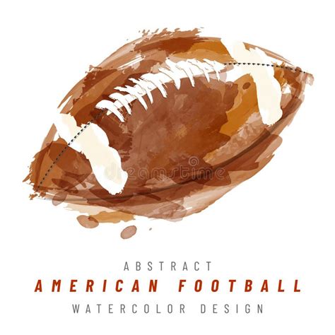 American Football Ball Hand Drawn Watercolor Illustration Stock Vector
