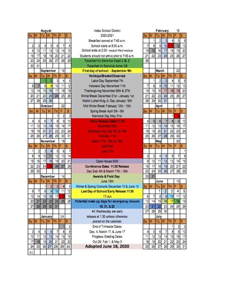 Index School District Calendar 2023 2024