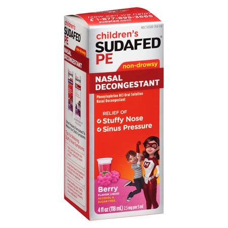 Insert nozzle a little way into the nostril and squeeze container gently to release required number of drops. Sudafed PE Children's, Non-Drowsy Nasal Decongestant ...