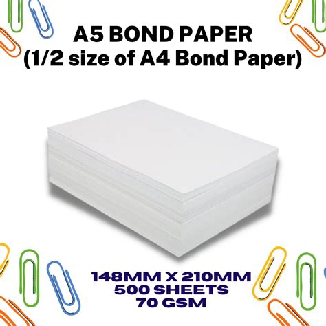 A5 Bond Paper 12 Size Of A4 500 Pcs Lazada Ph