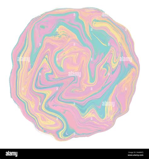 Rainbow Marble Colorful Hologram Round Graphics Mixed Paint On A