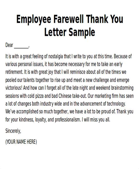 Free 11 Employee Thank You Letter Samples In Ms Word Pdf