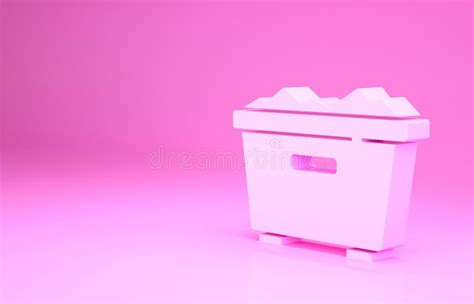 Pink Trash Can Icon Isolated On Pink Background Garbage Bin Sign