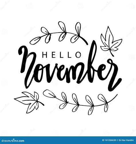 Hello November Hand Lettering Stock Illustration Illustration Of