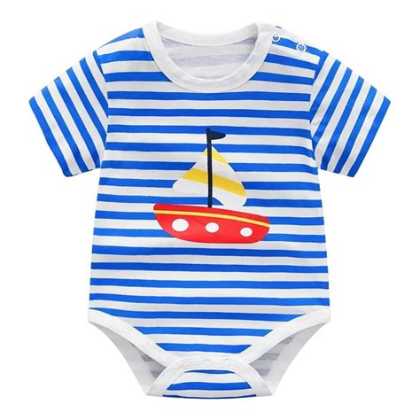 Buy Navy Sailors Stripe Baby Bodysuit Short Sleeve