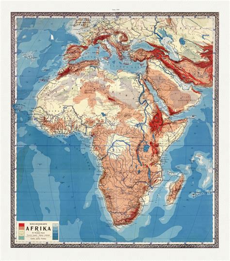 Physical Wall Map Of Africa 1900 Africa Map Wall Maps Historical Maps