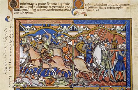 Philistines Victory Nan Old Testament Battle Scene Depicting The Combatants As 13th Century